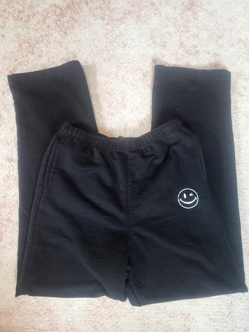 Kids Black Smile Graphic Sweatpants